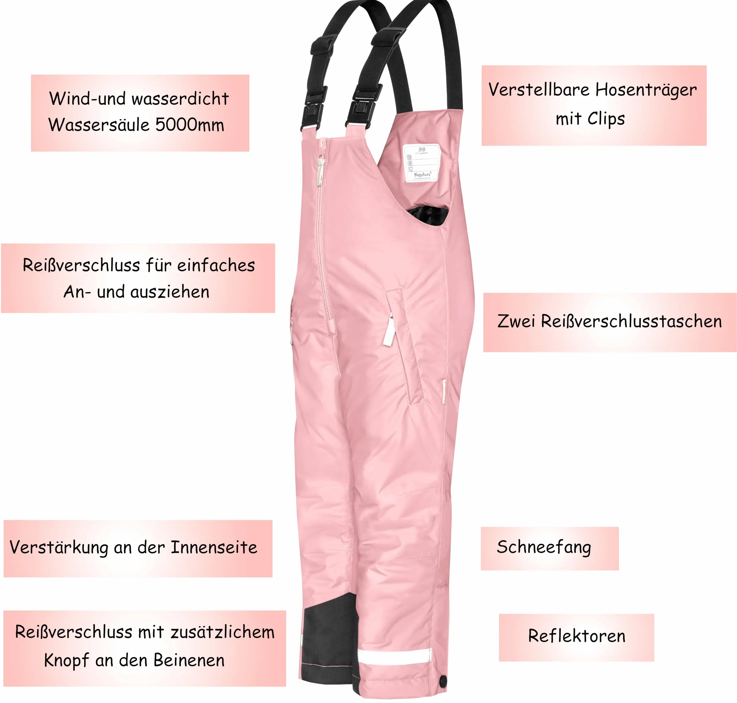 Playshoes Schnee-Hose Unisex Kinder Schneehose, Rosa, 128