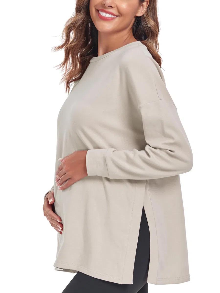 Damen Langarm Schwangerschaftsshirt Umstandsshirt Umstandstops Umstandsmode