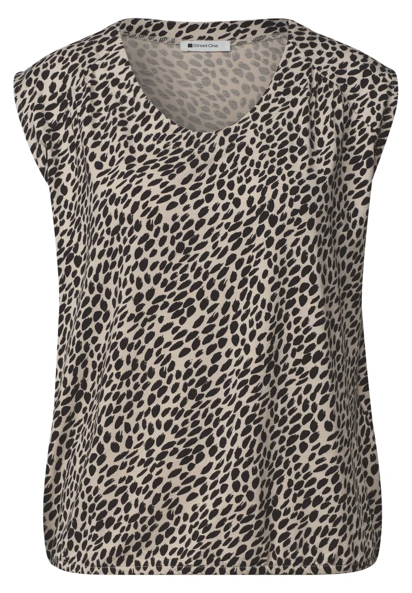 Leo-Shirt mit Boat Neck und Elastikbund