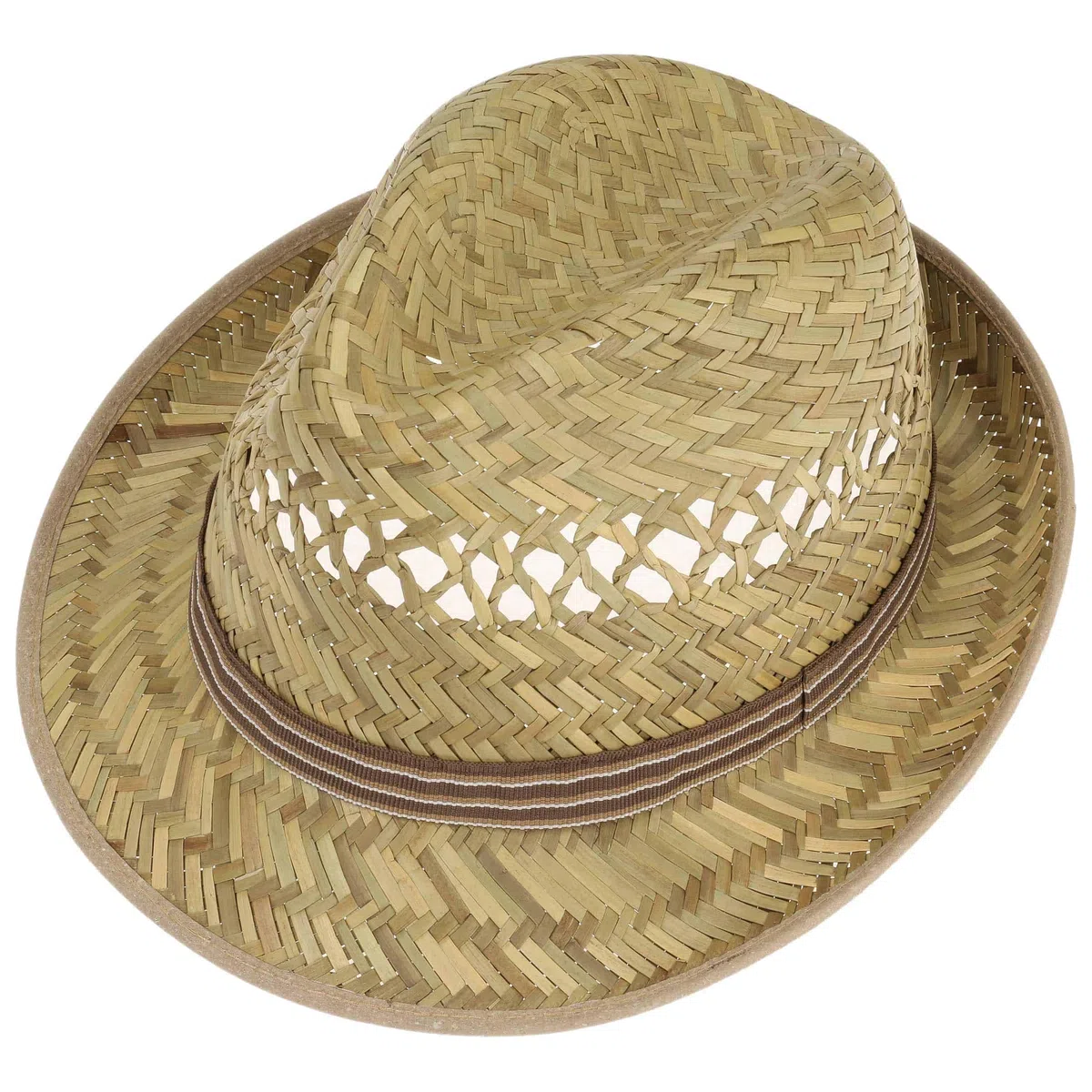 Lipodo Striped Ribbon Trilby Strohhut Made in Italy Unisex Frühling Sommer