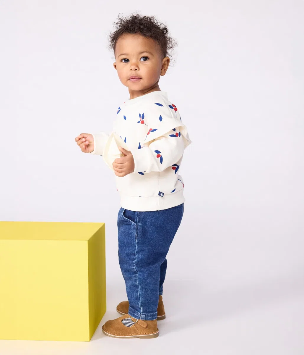 Petit Bateau Sweatshirt bébé en Coton imprimé Baies à Volants