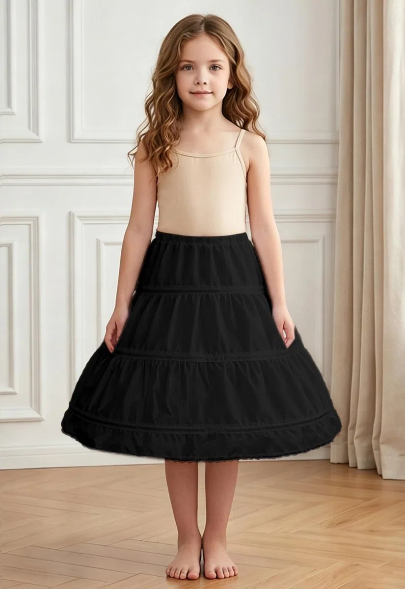Abaowedding Girls' 3 Hoops Petticoat Full Slip Flower Girl Crinoline Skirt