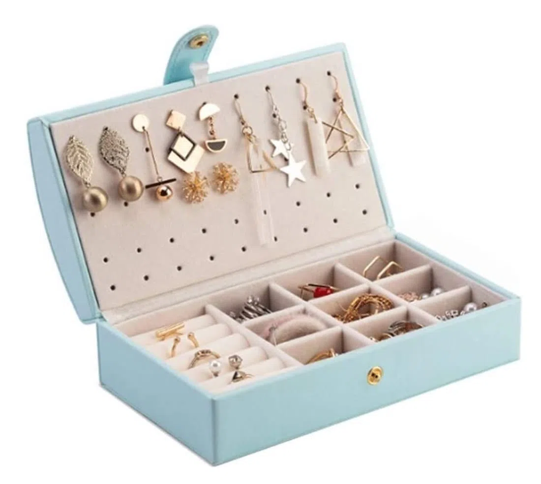 Schmuck-Organizer-Box, tragbare Leder-Schmuck-Aufbewahrungsbox für Ohrringe, Halsketten und Ringe, kleine Reise-Schmuckschatulle, gewölbtes Design, Rosa, 17 x 9 x 6 cm