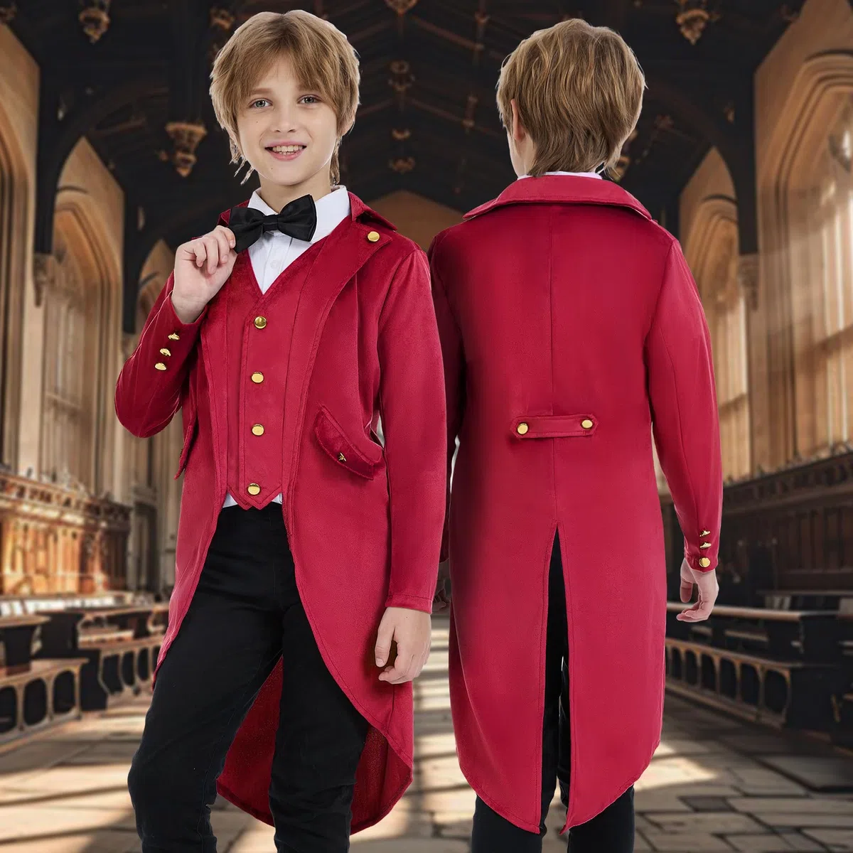 Retro Kinder Tailcoat, Steampunk Vintage Frack Kinder Jacke, für Karneval, Maskerade & Halloween Party