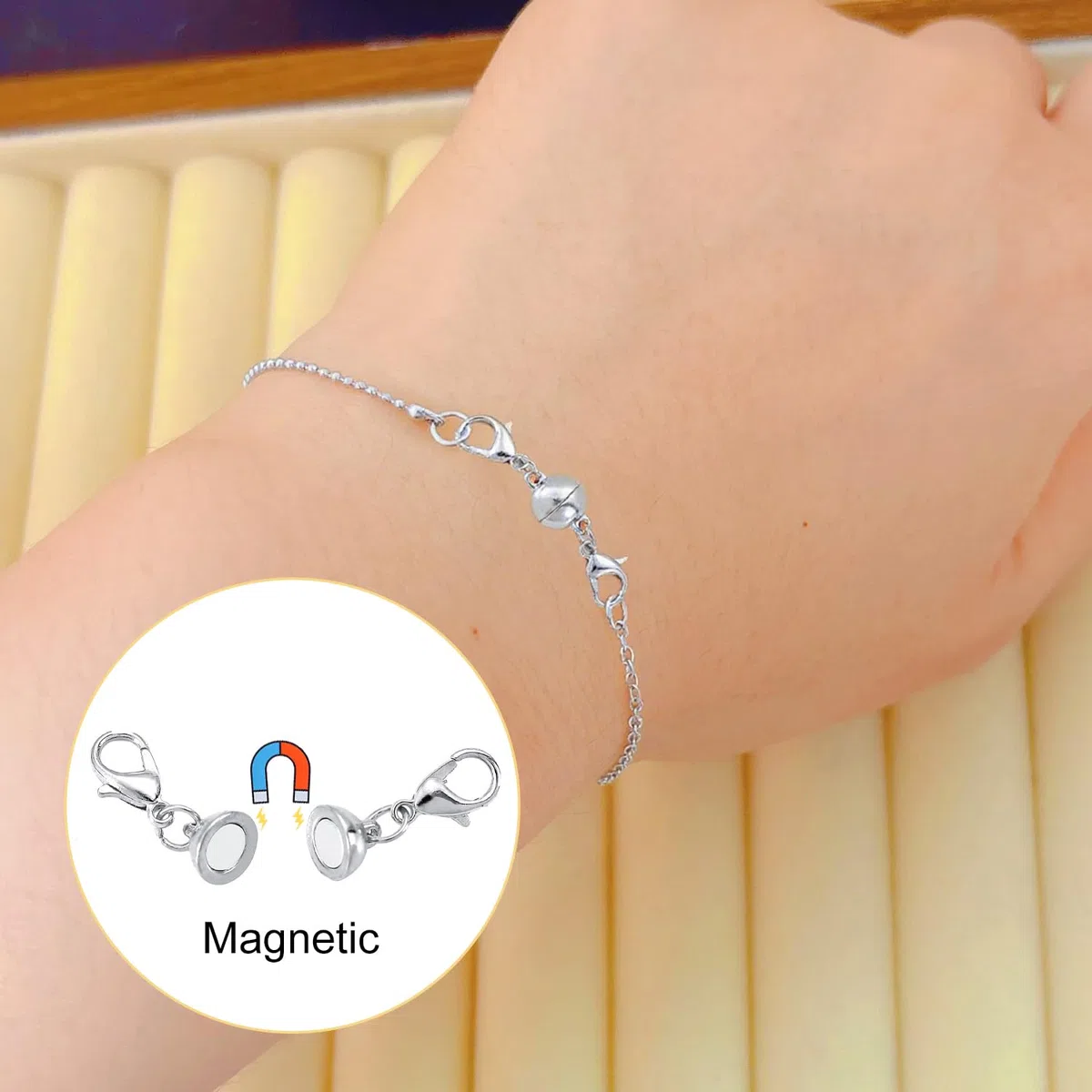 Magnet Schmuck Verschlüsse, 4 Stile Magnetverschluss Doppel Karabinerverschluss für Halskette Armbänder Verbindungsschnallen, DIY