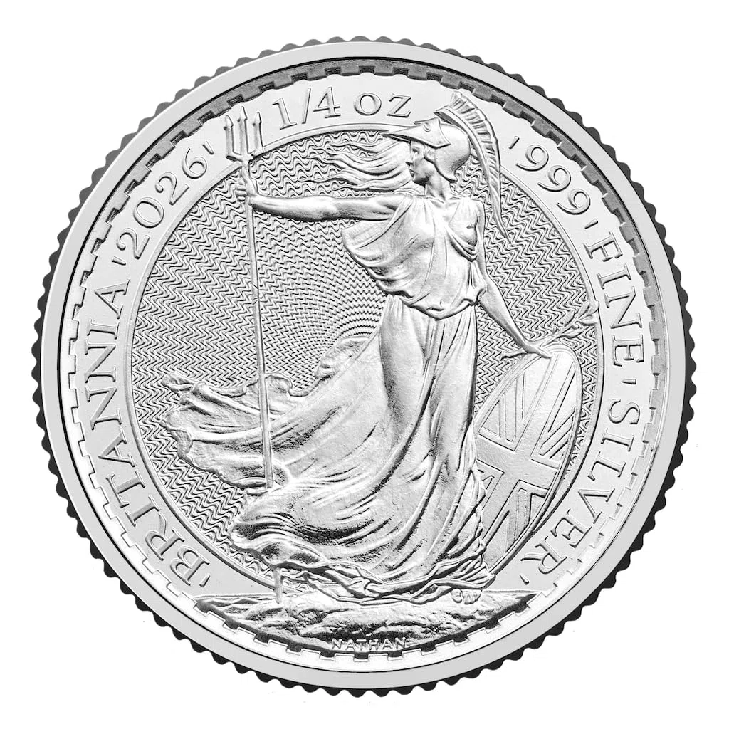 Generisch Britannia 1/4 Unze Silbermünze 2026, 7,78 Gramm Feinsilber 999/1000, in Münzkapsel