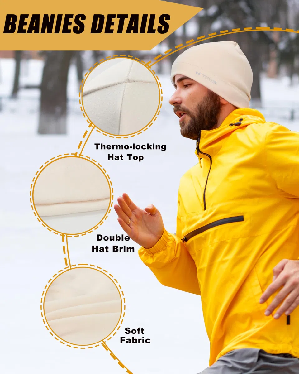WRELS Wintermütze zum Laufen, Thermo, dehnbar, Totenkopfkappen, leicht, für Radsport, Sport, für Herren und Damen