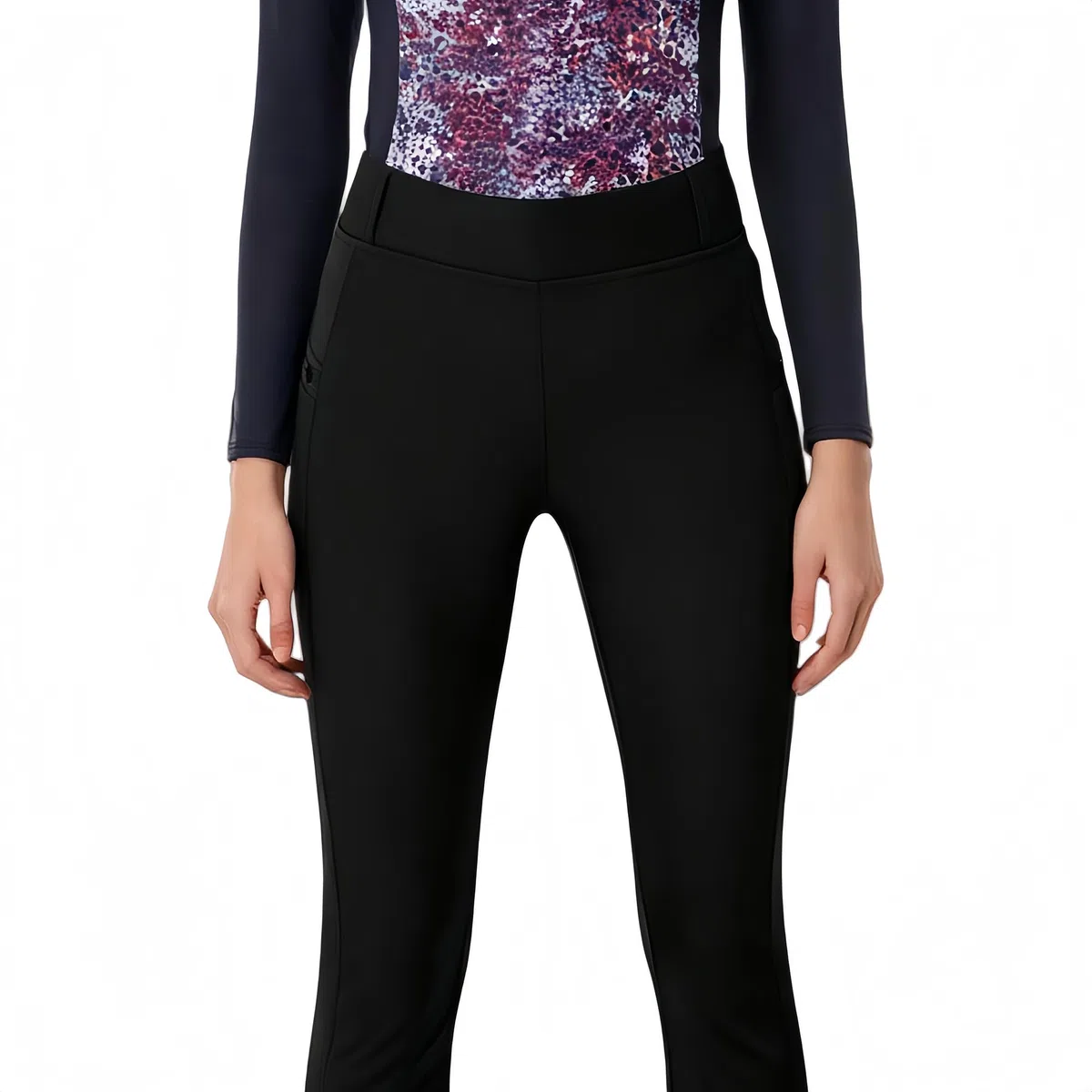 Chesoon Damen Reithose mit hoher Taille und Innenschenkel-Patchwork, Slim Fit