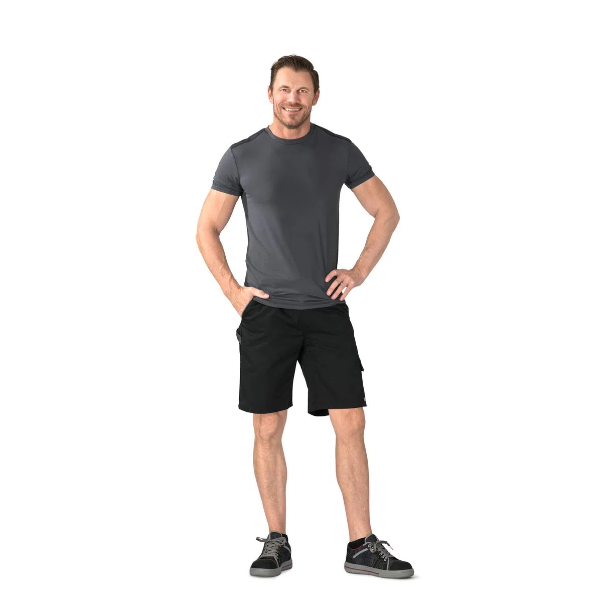 Planam Unisex Shorts Highline Größe M in Schiefer/schwarz/rot
