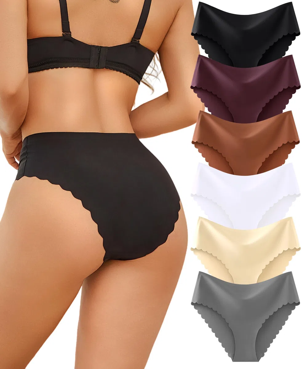 Sth Big Unterhosen Damen Nahtlos Hohe Taille Seamless Slips Nahtlose Unterwäsche Frauen High Waist Unterhose Ohne Naht Damen Mit Wellenkante Weiches Unsichtbarer Slip Mehrpack 6