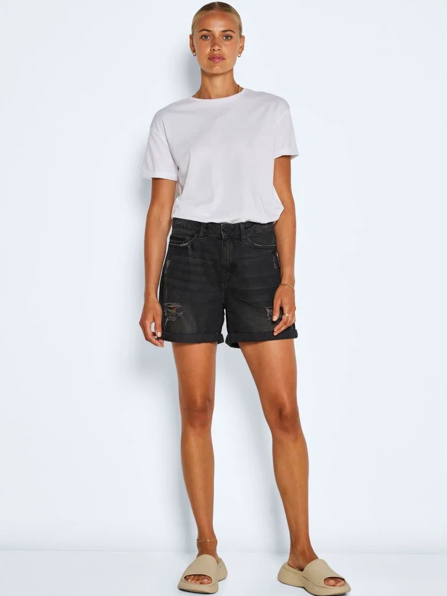 NOISY MAY NMSmiley Destroy Shorts Frauen Short schwarz Basics, Streetwear