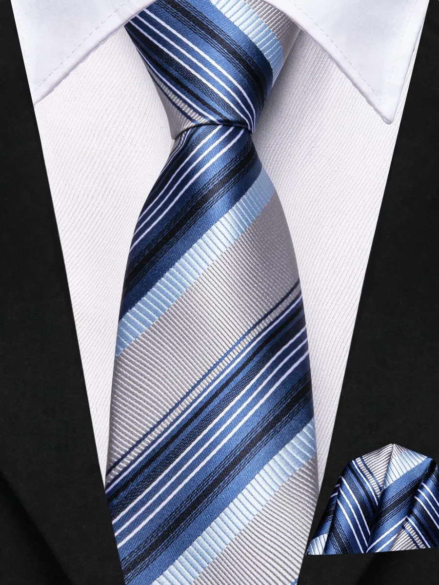 Hi-Tie Selbstgebundenes Krawatten-Set für Jungen, 8–10, Seide, Kinder-Krawatten für Jungen von 8–11 Jahren, Jugend-Krawatte und Einstecktuch für Hochzeit
