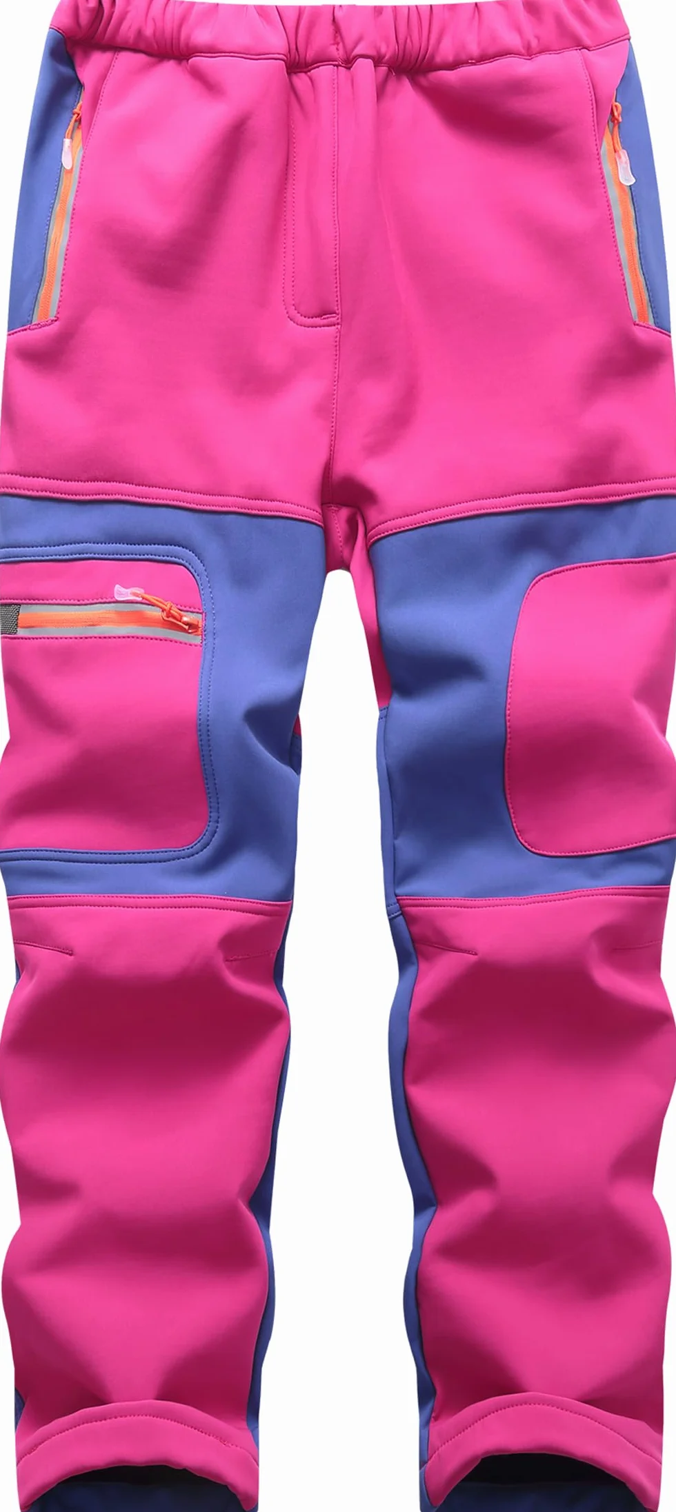 Kinder Softshellhose Skihose Gefüttert Wasserdicht Thermohose Warm Winter Winddicht Schneehose Wanderhose für Jungen Mädchen KZ6056-Pink-122-128