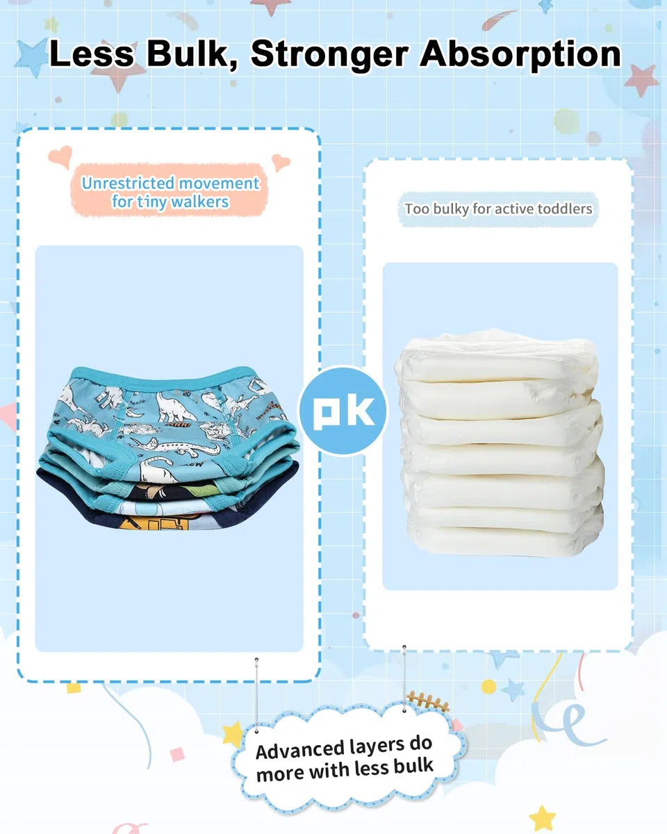 MOEMOE BABY Töpfchen Trainingshose 4 Stück Absorbiert Baby Töpfchentraining Unterhose für Kinder Jungen & Mädchen 2-9 Jahre
