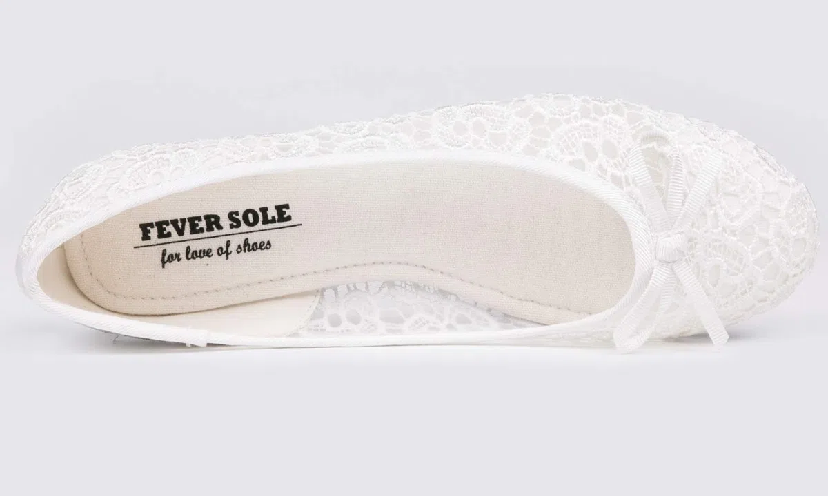 Feversole Ballerinas für Damen, Flacher Absatz, Spitzenstoff