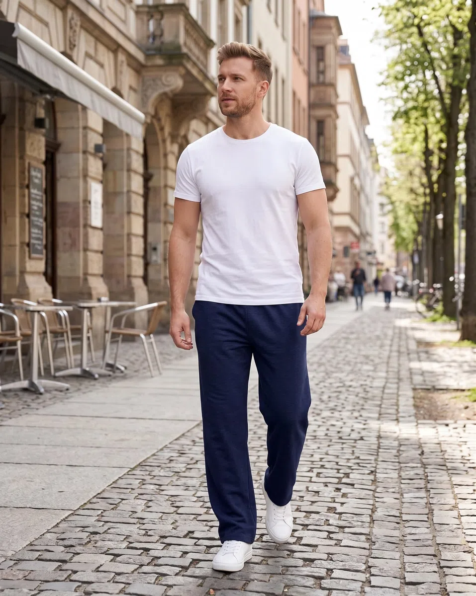 PINSPARK Herren Jogginghose Baumwolle Sporthose Leichte Sweatpants Elastische Taille Trainingshose Atmungsaktive Freizeithose Yogahose mit Taschen