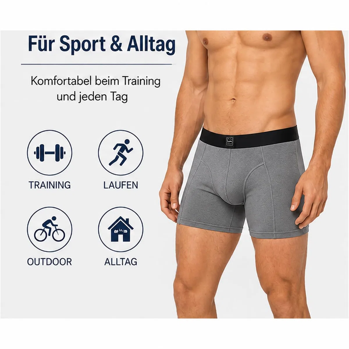 SITZTGUT 3er Pack Sport Boxershorts Herren, Mit leicht längerem Bein, Einfarbig, Größe S-4XL