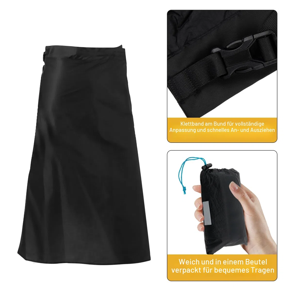 Ultraleichter, dünner Regenrock, wasserdicht, leicht, 15D-Nylon, Kilt-Regenhose, Wandern, multifunktional, halber Poncho, atmungsaktiv, Regenkilt für Radfahren, Reiten, Camping, Wandern