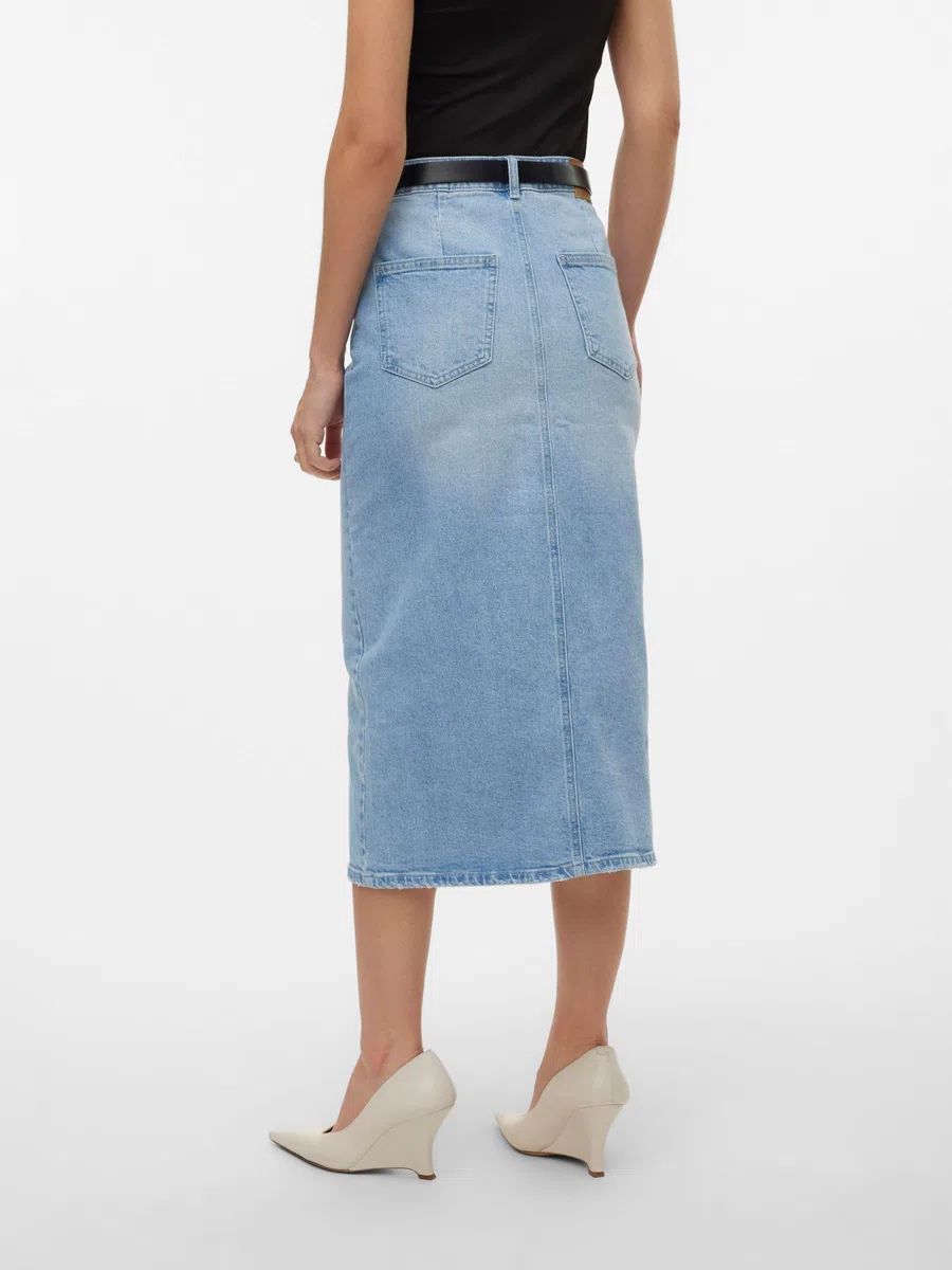 VERO MODA Female Jeansrock VMVERI Hohe Taille Langer Rock | Denim skirt