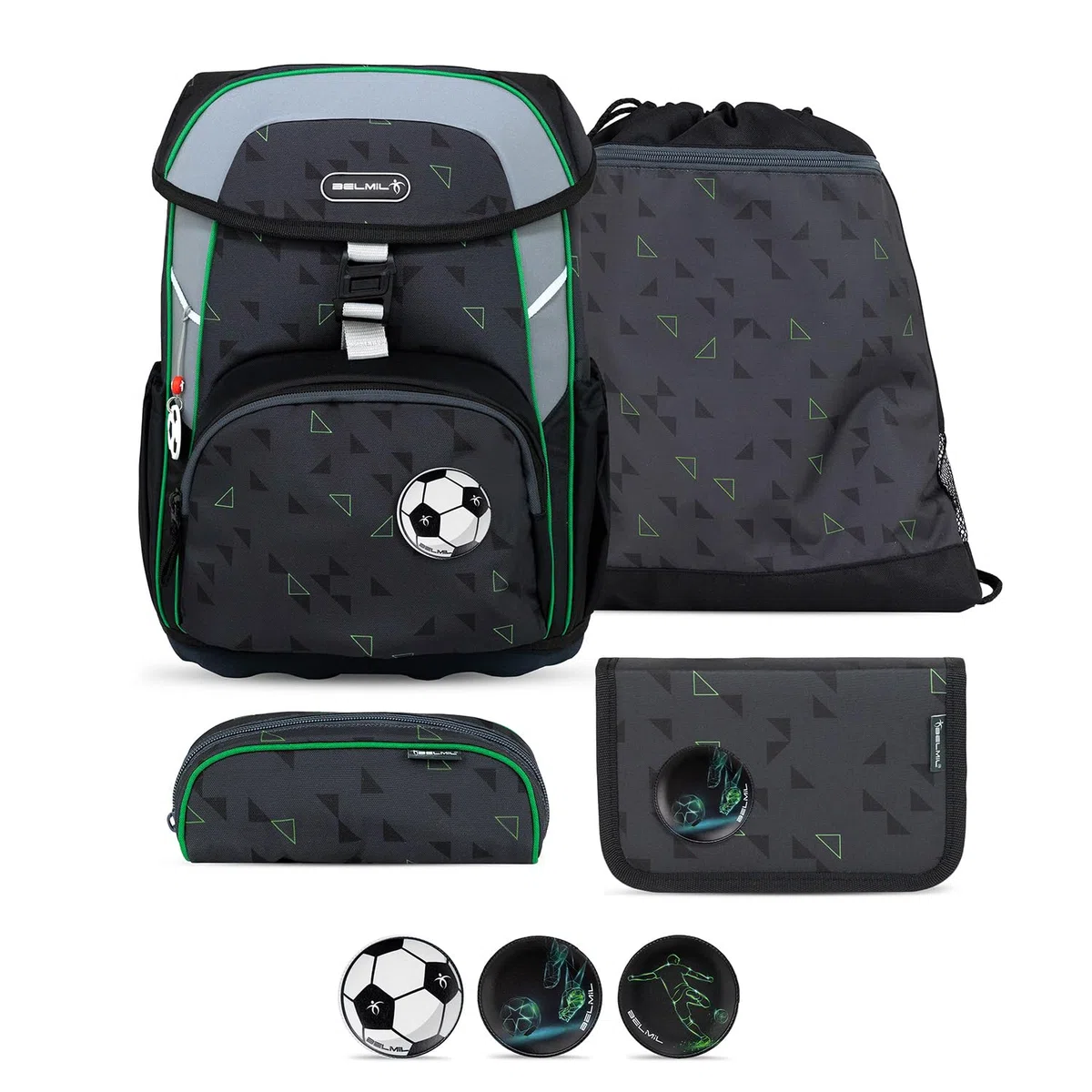 Belmil Maxi Schulranzen Set 5-teilig mit Brustgurt (405-83/AG/S) (Striker X)
