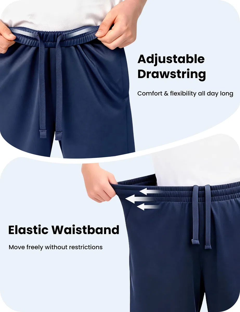 5er Pack Kurze Hosen Jungen Sporthose Jungen Atmungsaktive Casual Shorts für Laufen, Basketball & Fußball Schnelltrocknende, leichte Funktionsshorts mit Taschen