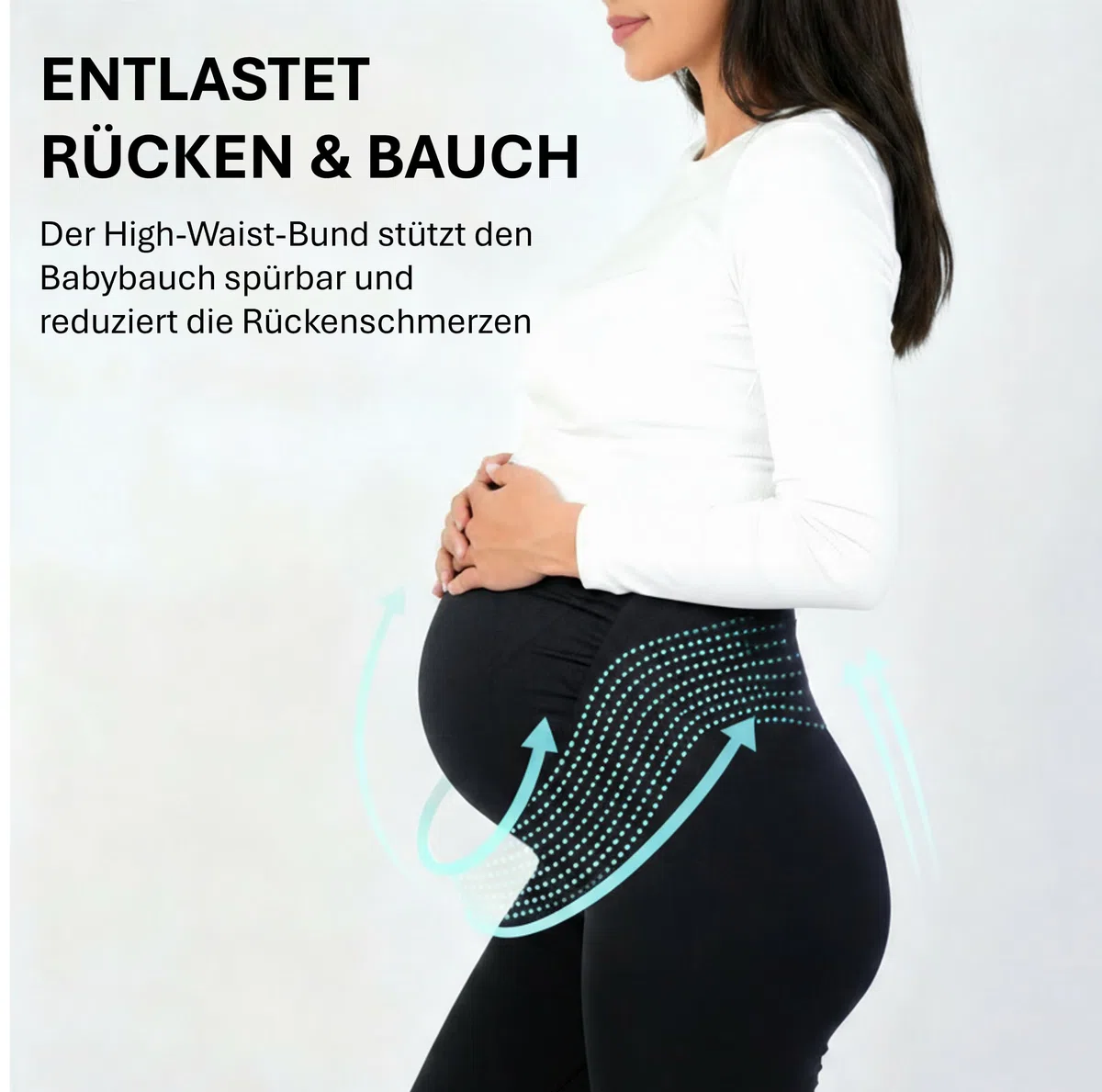 Schwangerschaftsleggings | Blickdichte Umstandsleggings (High Waist) stützt den Babybauch - elastisch bequem & weich | Umstandsmode für Jede Phase