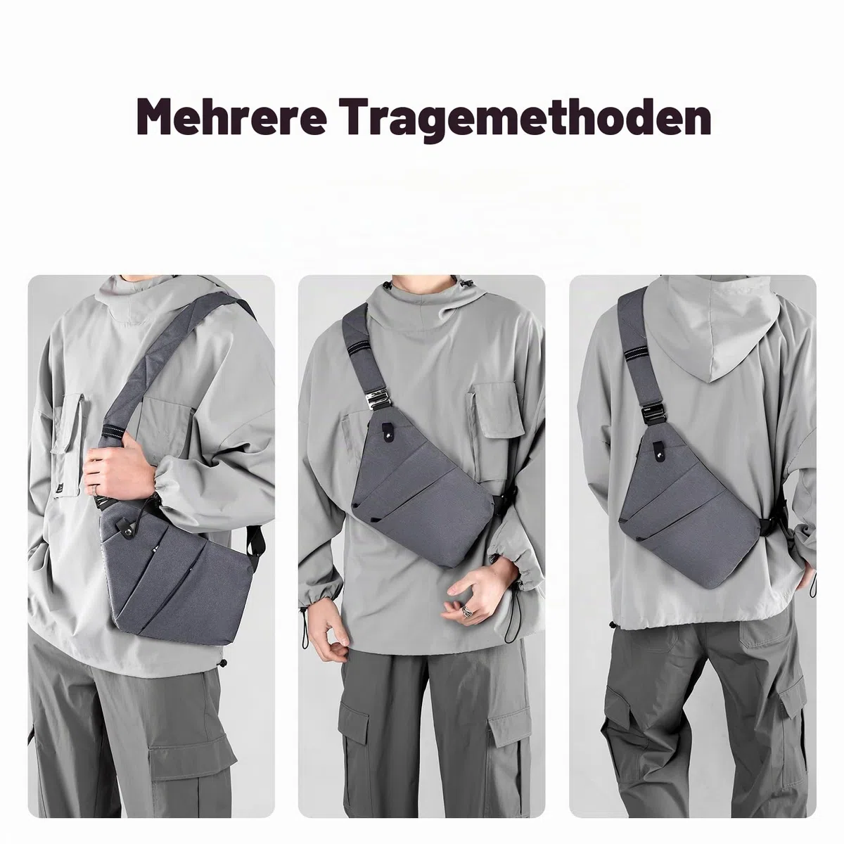 BIRDDIE Schultertasche Herren Sport Umhängetasche Outdoor Diebstahlsichere Tasche Crossbody Verstellbare Umhängetasche für Reisen Wandern und Fahrrad