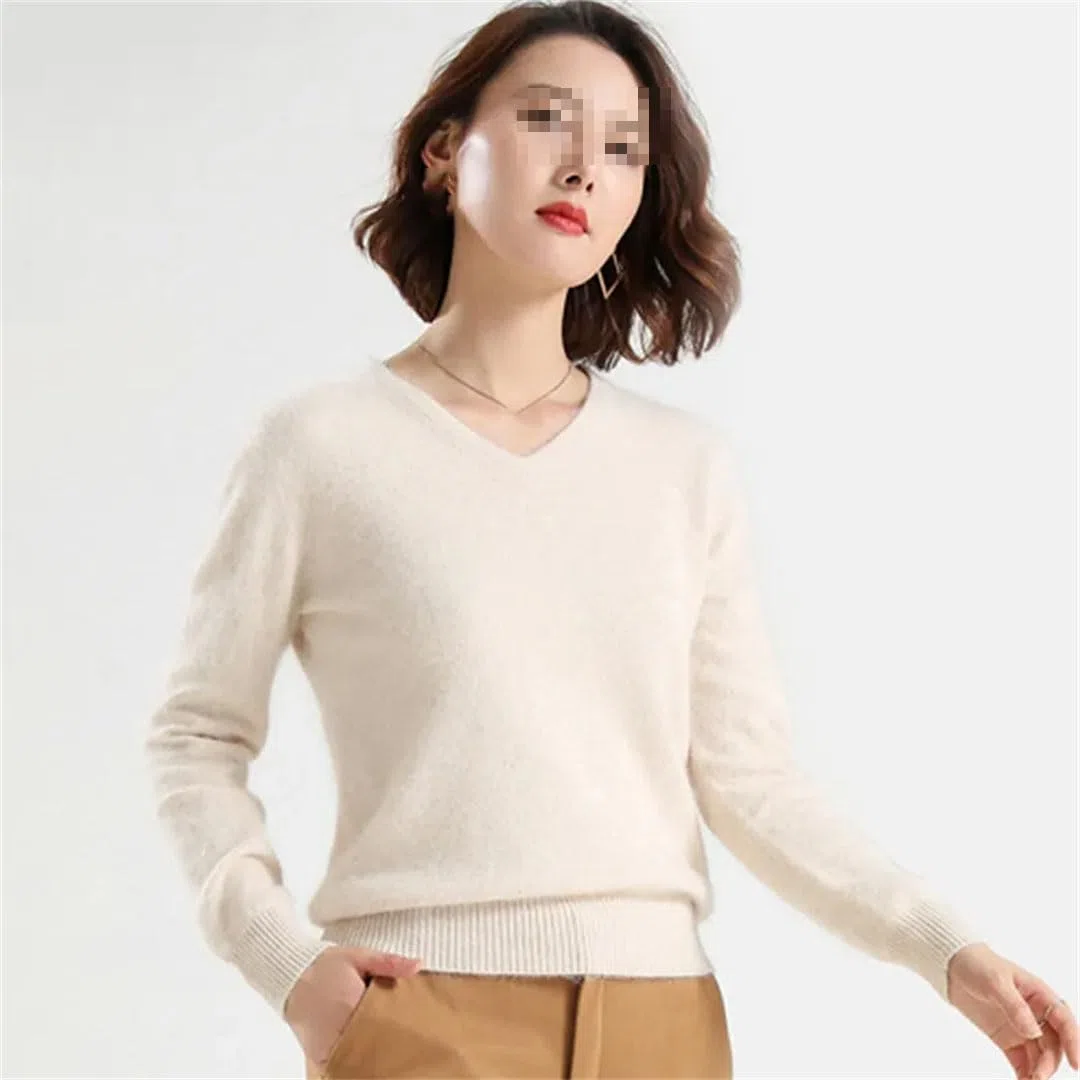 Damenpullover, Lässig, Langärmelig, Kaschmirpullover Mit V-Ausschnitt