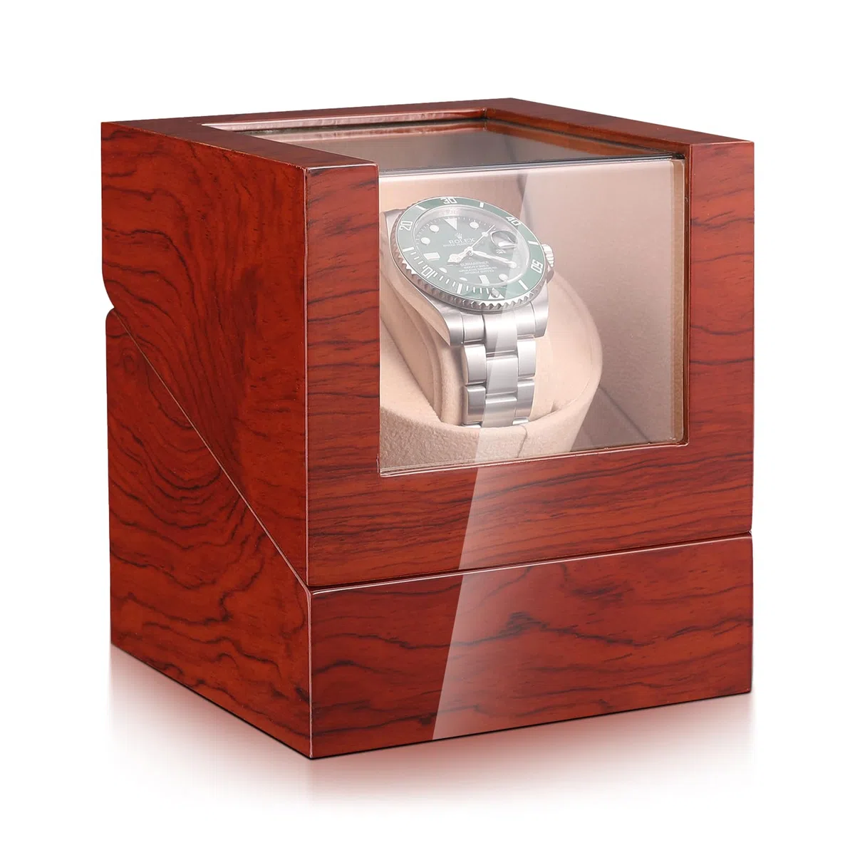 Lian Automatischer Uhrenbeweger für Einen Uhrenbeweger Ebenholz-Klavierlack-Uhrenbox, mit Leisem Mabuchi-Motor Abriebfestes Acrylglas Batteriebetrieben Oder mit Netzteil