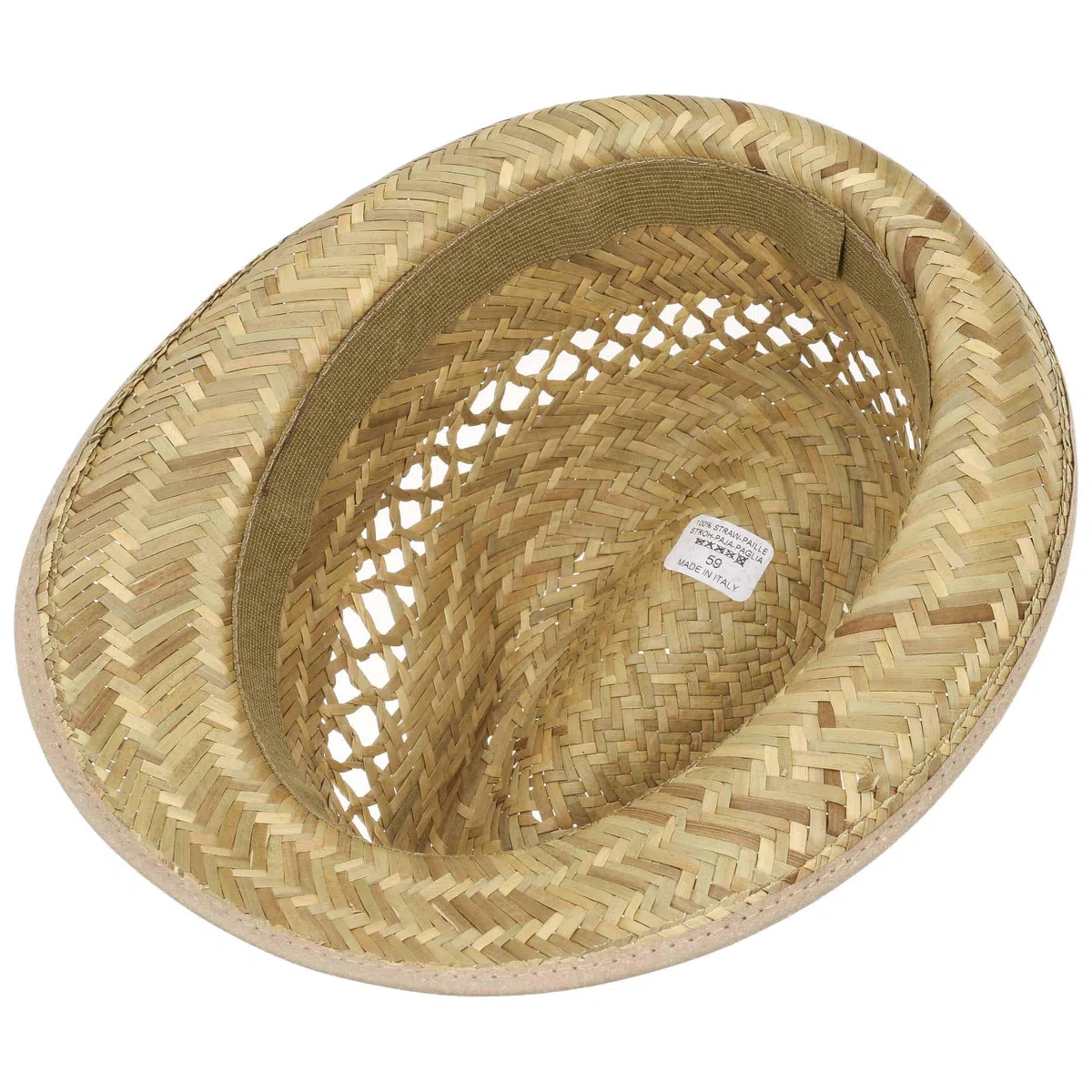 Lipodo Striped Ribbon Trilby Strohhut Made in Italy Unisex Frühling Sommer