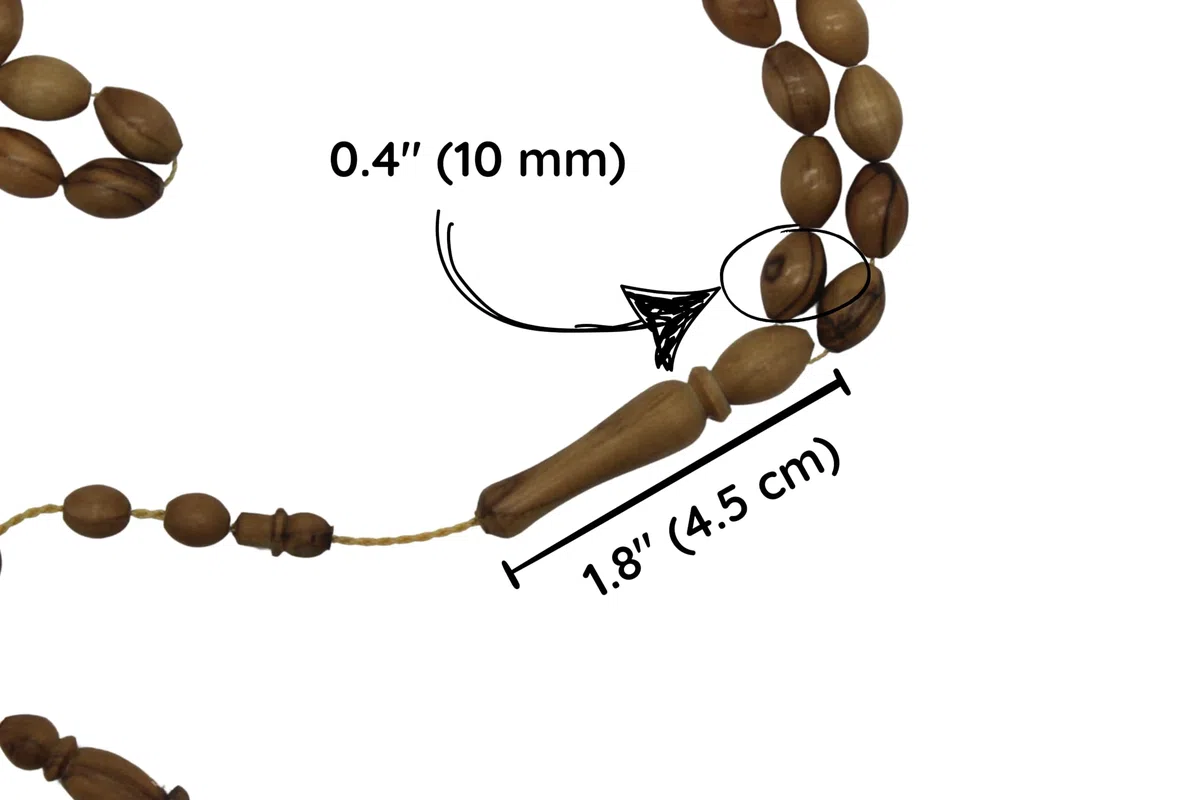 Handgefertigte Olivenholz 33 Perlen Tasbeeh Misbaha Islamisches Geschenk Tasbih Gebetskette Tesbih 10mm Mittlere Größe Dhikr Rosenkranz, Medium, Olivenholz