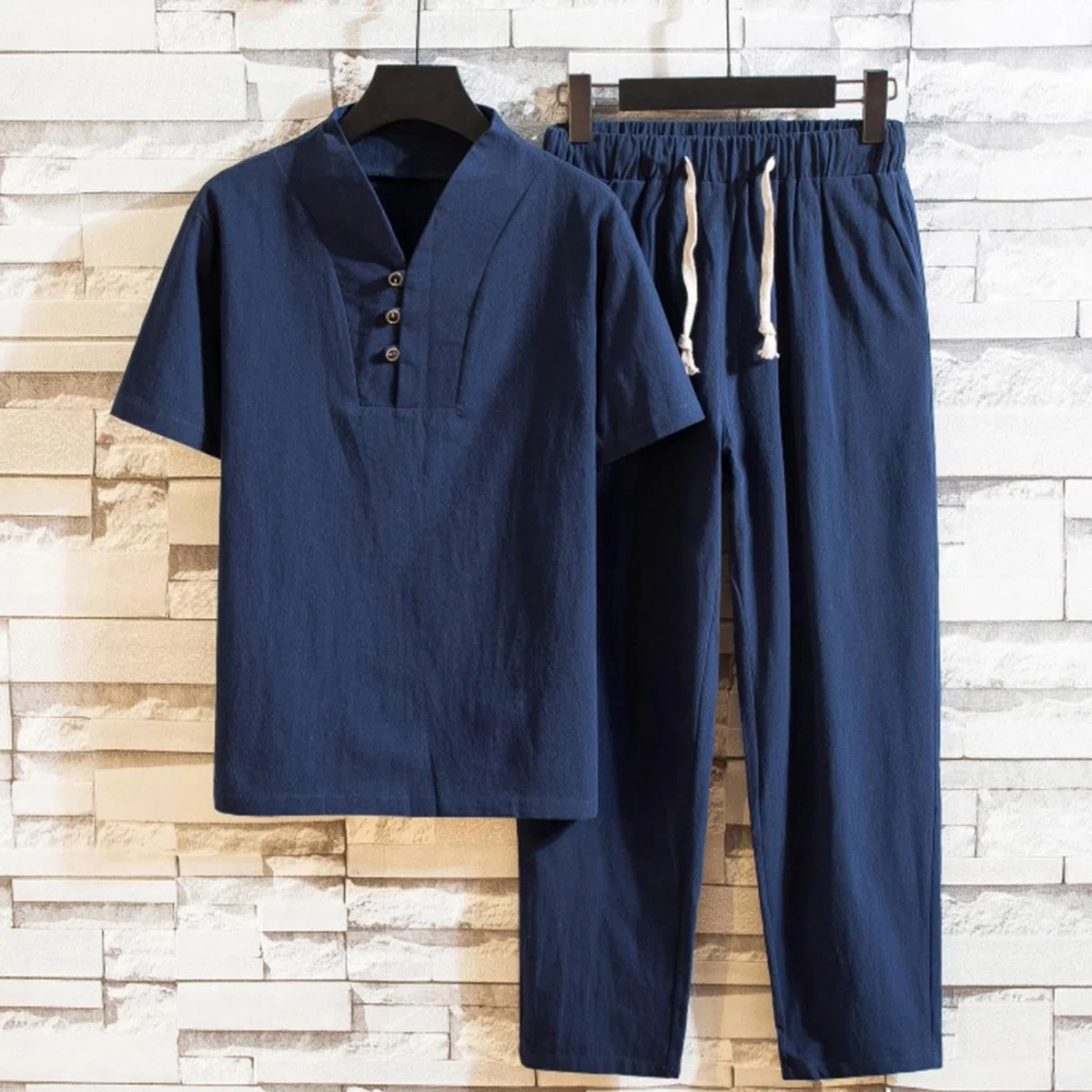 Baumwollwäsche Zen Meditation Tai Chi Uniform Männer Chinesische Traditionelle Kleidung Kung Fu Kleidung Atmungsablöser Tops Kampfkunst Set Tang Anzug Kurzarm Hosen