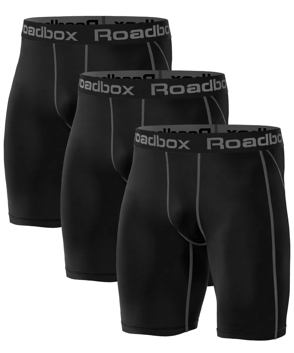 Roadbox 1, 2 oder 3 Pack Herren Kompressionsshorts, Schnelltrocknendes Base Layer Unterhose Tights Kurz Laufunterwäsche