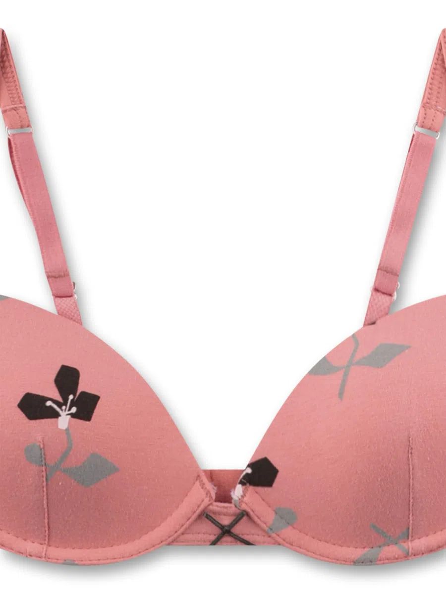 Sanetta Mädchen-BH Soft Cup rosa Blumen | Bequemer und angenehmer Soft Cup BH ohne Bügel für Mädchen aus Baumwoll-Mix.