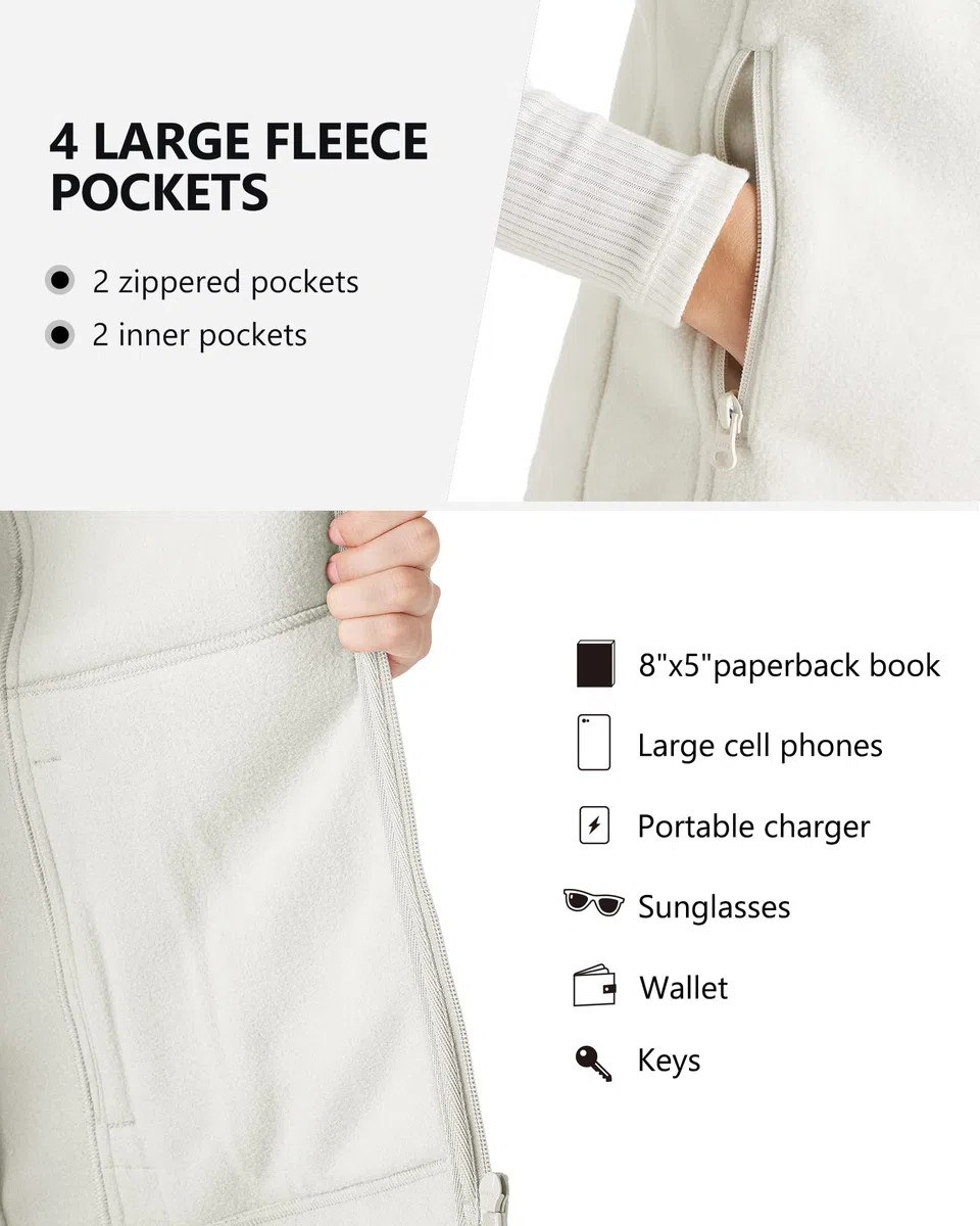 Outdoor Ventures Fleece Weste für Damen,Weich Ärmellos Jacke mit Reißverschlusstaschen, Sport Laufweste Frühling Herbst Fleeceweste Frauen