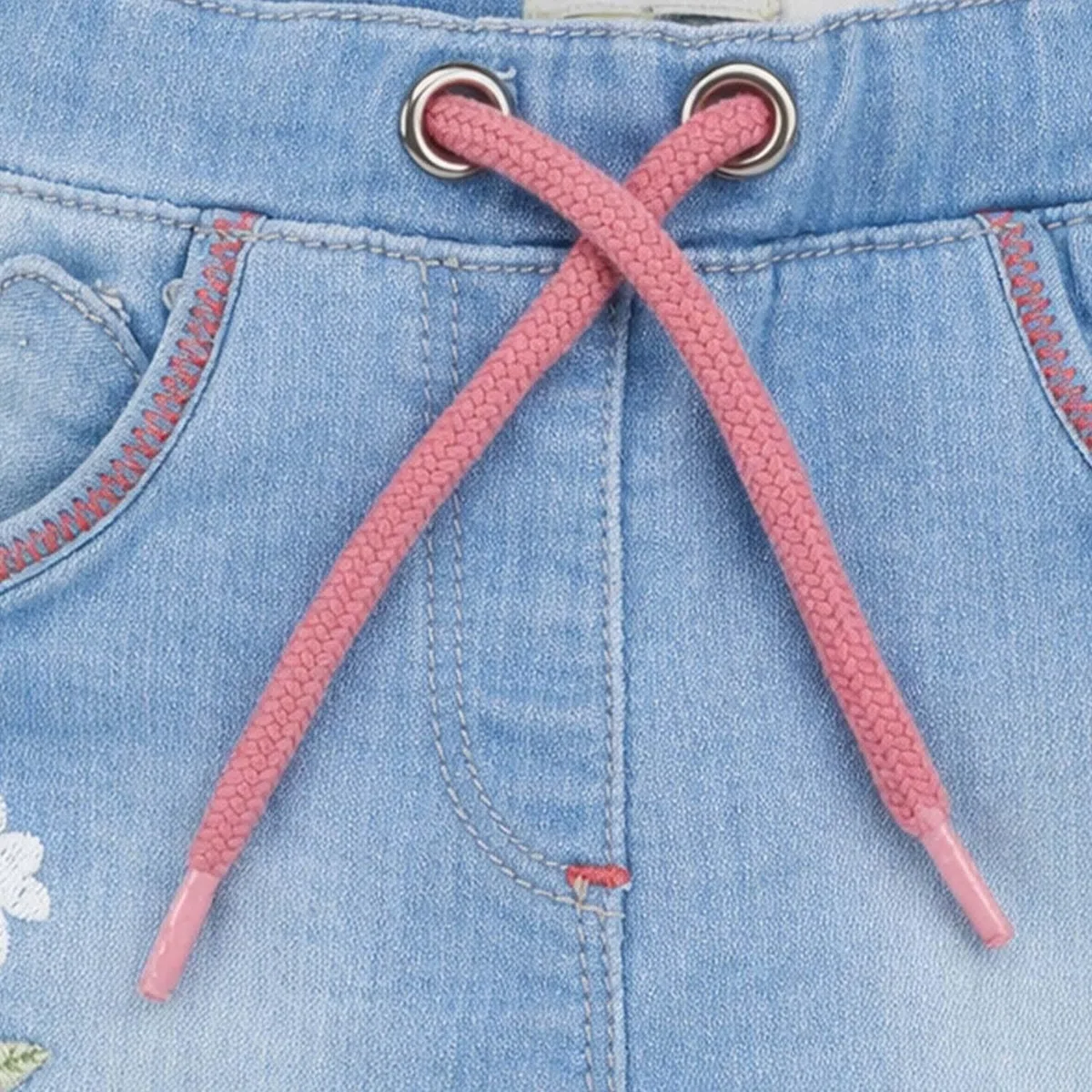 Bondi Baby Mädchen Jeans Bermuda Flower 86886 | Blue Denim