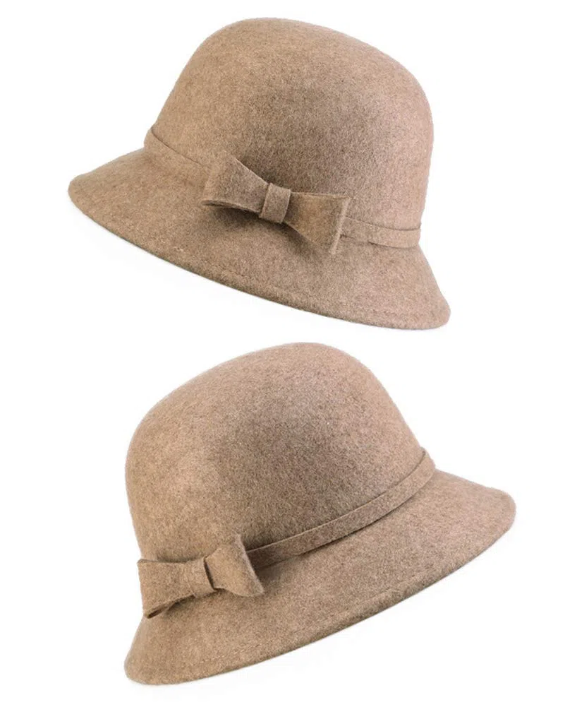 DongBao Damen Winter Eimer Hut Vintage Cloche Hüte Kirche Elegante Melone Hut