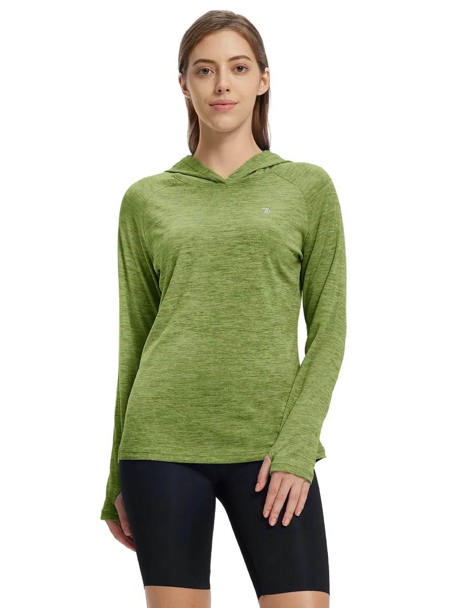 donhobo Damen Sport Shirt Langarm Laufshirt UPF 50+ UV Schutz Schnelltrocknend Pullover Sweatshirts Fitness Hoodies Running Yoga Tops mit Daumenlöcher