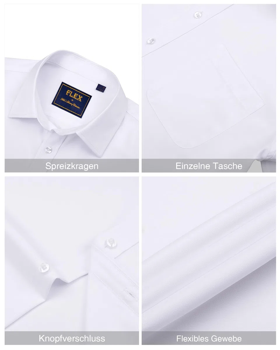 Alimens & Gentle Hemd Herren Kurzarm Bügelfrei Sommer Business Freizeithemden Regular Fit Strand Outdoor Männer Herrenhemd mit Tasche