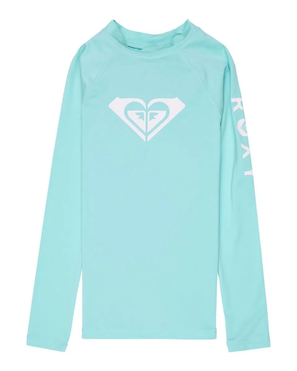 Roxy Mädchen Whole Hearted Ls T-Shirt, Aqua Splash, 14 Jahre