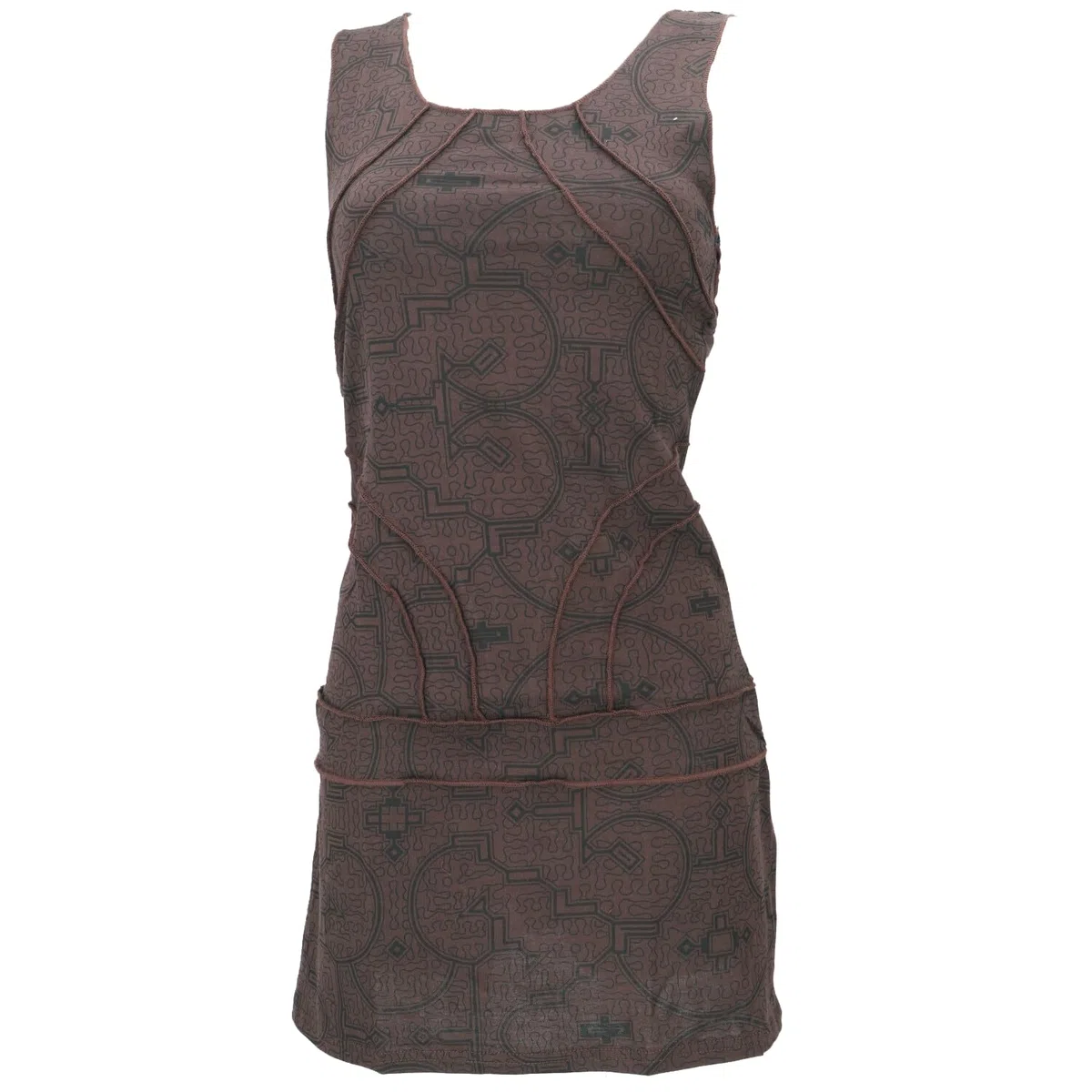 GURU SHOP Ethno Minikleid, Festival Goakleid mit Overlock, Damen