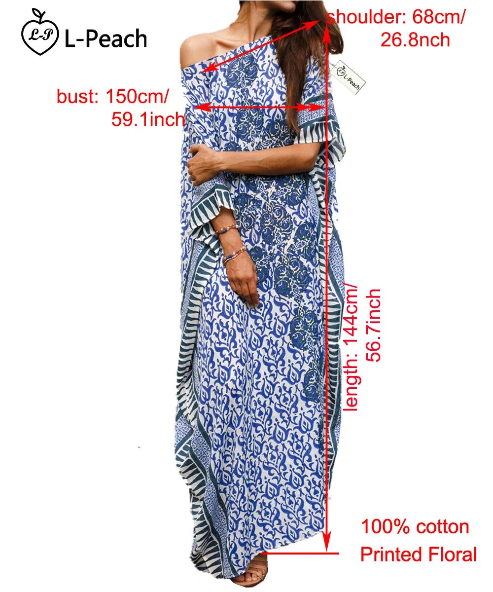 Damen Sommer Kaftan Maxi Langes Strandkleid Pareos Strandhemd Bademode Bikini Cover Ups