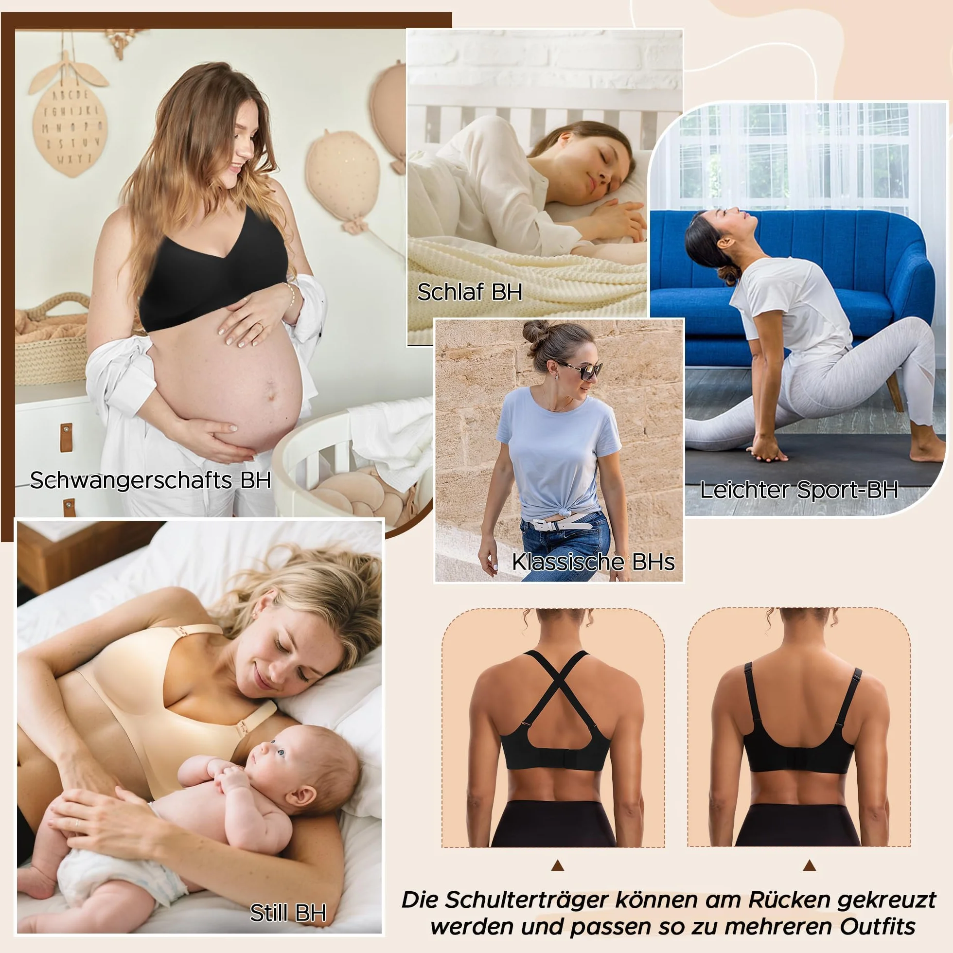 INNERSY Still BH Ohne Bügel Seamless Schwangerschafts BHS Bequemer mit zusätzlichen BH-Verlängerung