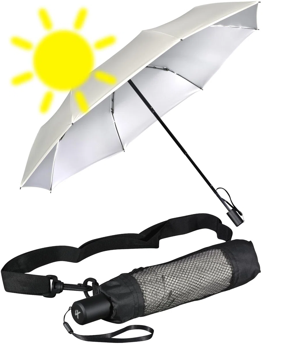 iX-brella City Trekking Sonnen-Regenschirm mit extra langem Stock mit UV- und Hitzeschutz
