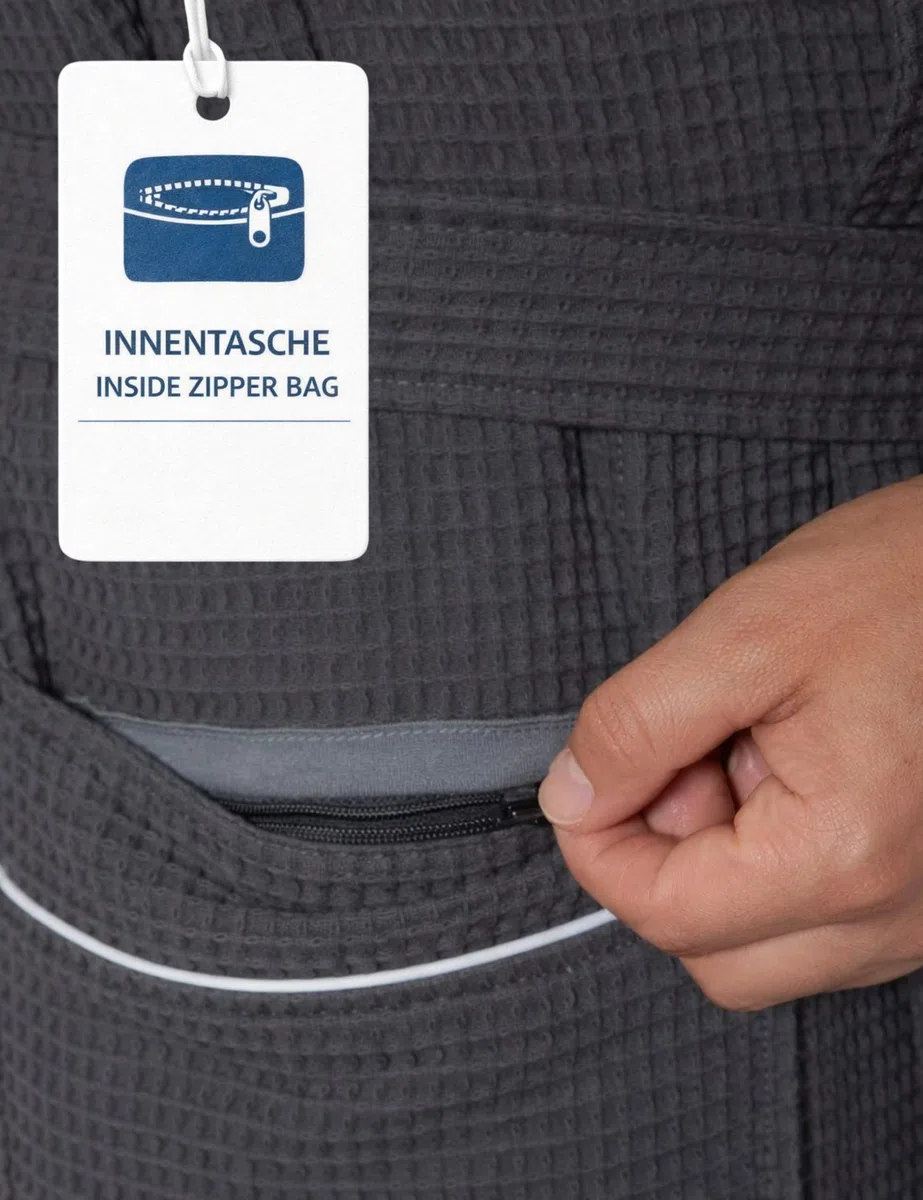 Morgenstern Bademantel Herren Leicht Waffelpique 100% Baumwolle Kapuze Lang Oeko-Tex Standard Ben