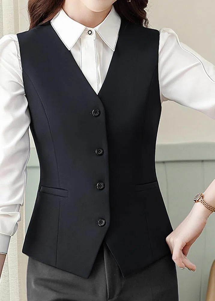 ORANDESIGNE Anzugweste Damen Elegant Weste V-Ausschnitt Anzug Weste Business Freizeit Gilet Slim Fit