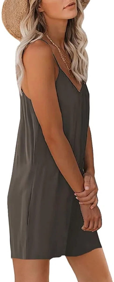 Damen Sommer Kurzer Träger Jumpsuit Sexy V-Ausschnitt Damen Sommer Oversize Lose Taschen Jumpsuit