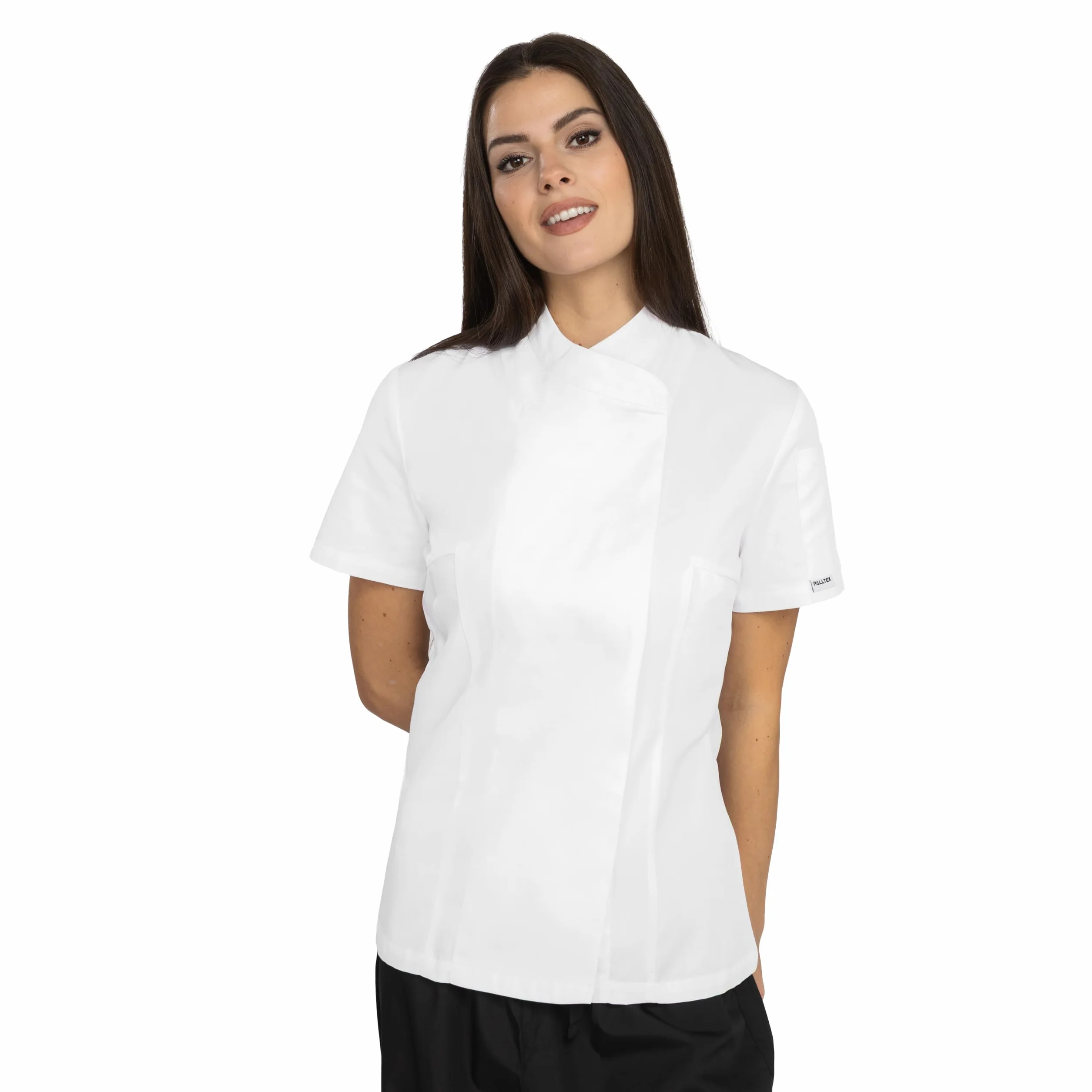 PALLTEX Nori Lady SS Kochjacke Damen Kurzarm Schwarz/Weiss/Grau Professional Chef Uniform Kochkleidung