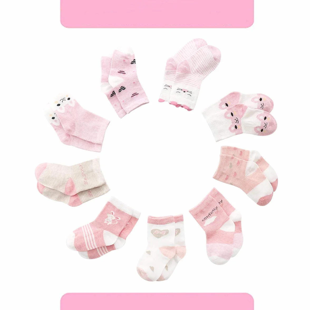 Rosa Baumwolle Baby Mädchen Socken,9 Paar Süß. Kleinkind Mä dchen Socken mit Griffen