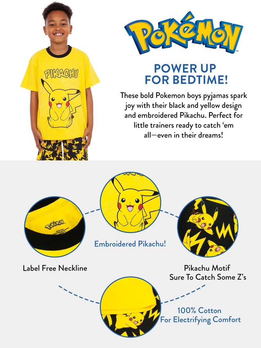 Pokemon Jungen Schlafanzug Pikachu
